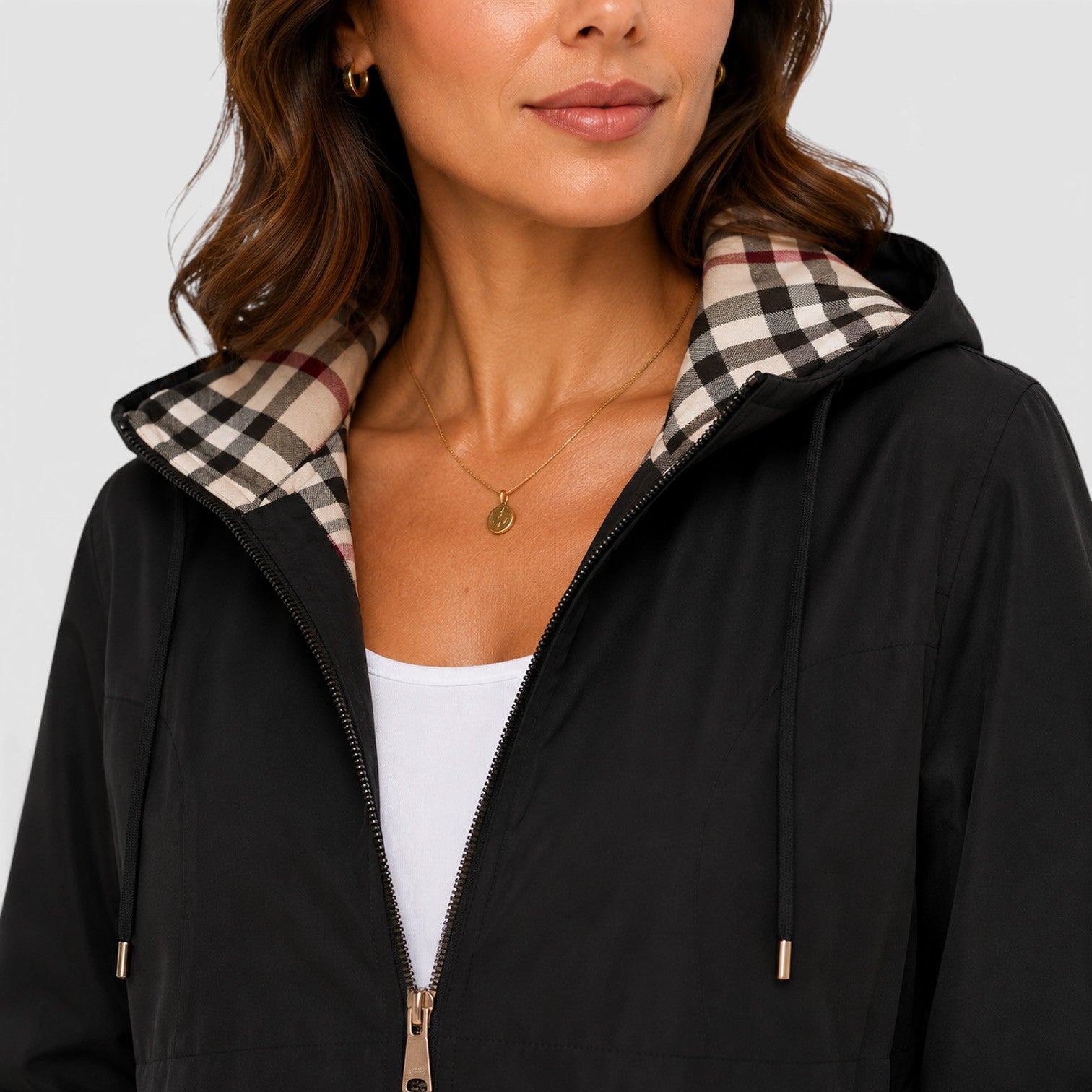 Monvaline | Women's Hooded Longline Zip Jacket – Adjustable Drawstring Waist
