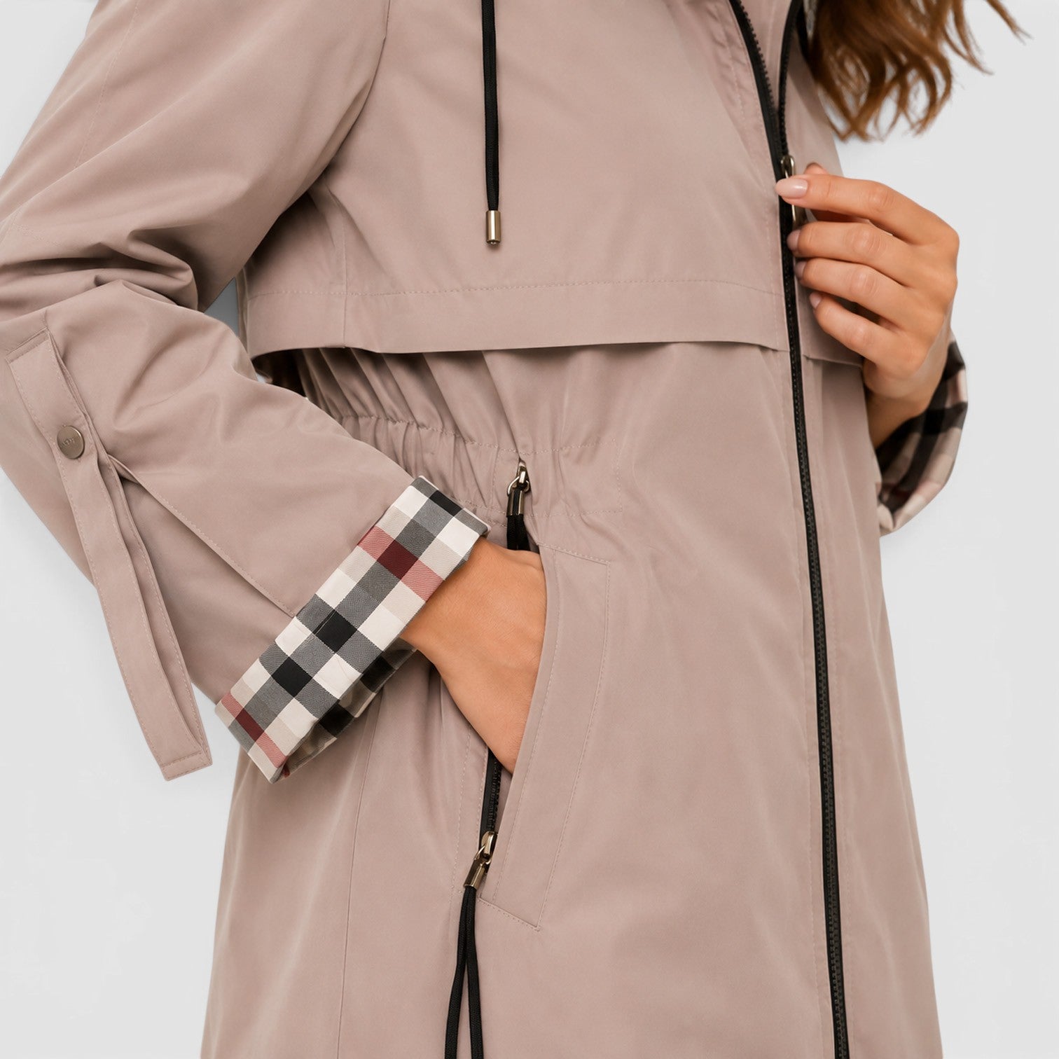 Monvaline | Women's Hooded Longline Zip Jacket – Adjustable Drawstring Waist