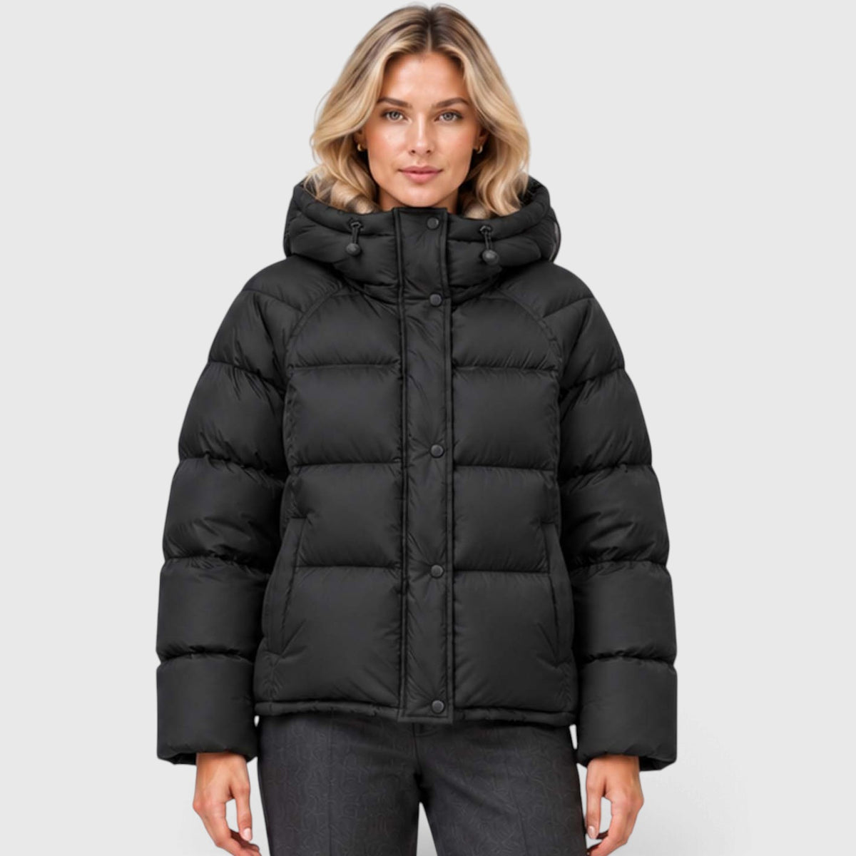 Monvaline | Women's Hooded Puffer Jacket High Neck Padded Winter