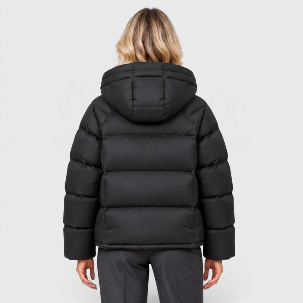 Monvaline | Women's Hooded Puffer Jacket High Neck Padded Winter
