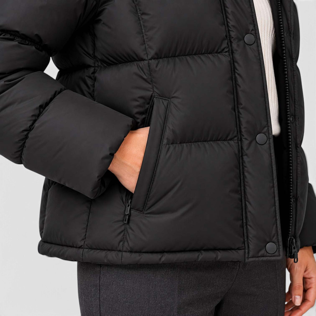 Monvaline | Women's Hooded Puffer Jacket High Neck Padded Winter