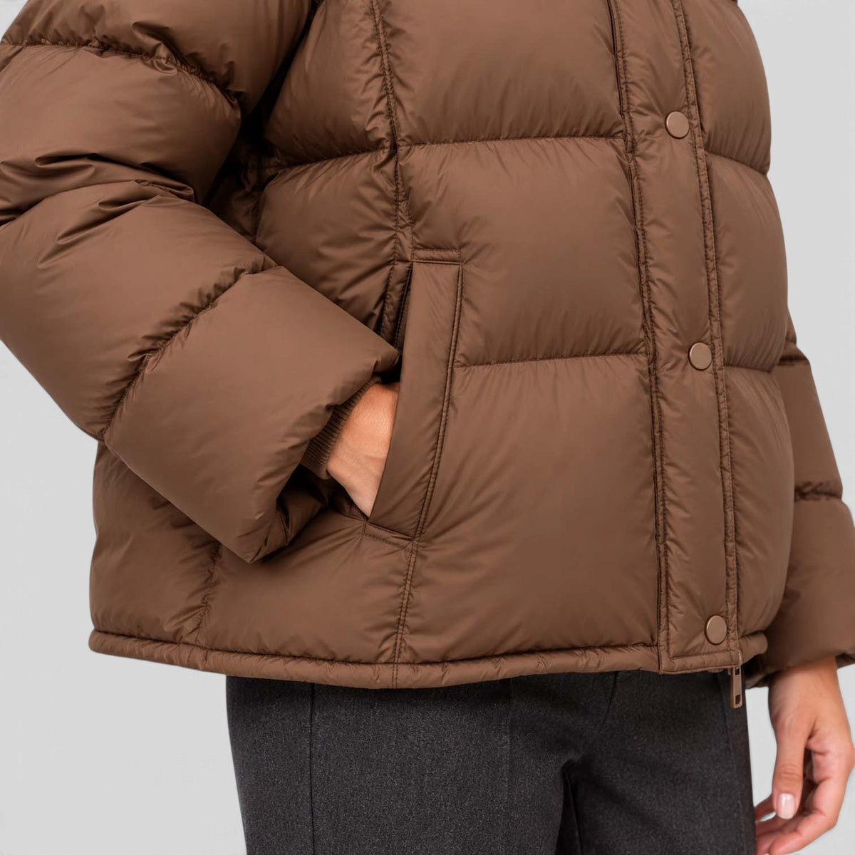 Monvaline | Women's Hooded Puffer Jacket High Neck Padded Winter