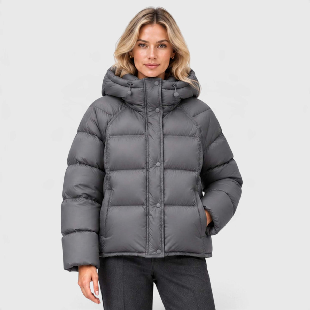 Monvaline | Women's Hooded Puffer Jacket High Neck Padded Winter