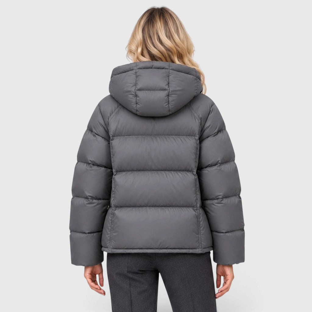 Monvaline | Women's Hooded Puffer Jacket High Neck Padded Winter