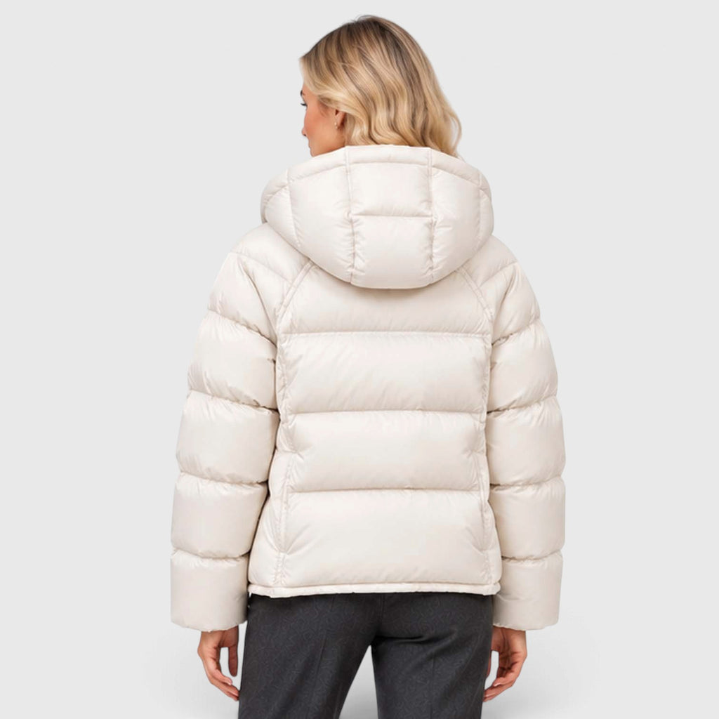 Monvaline | Women's Hooded Puffer Jacket High Neck Padded Winter