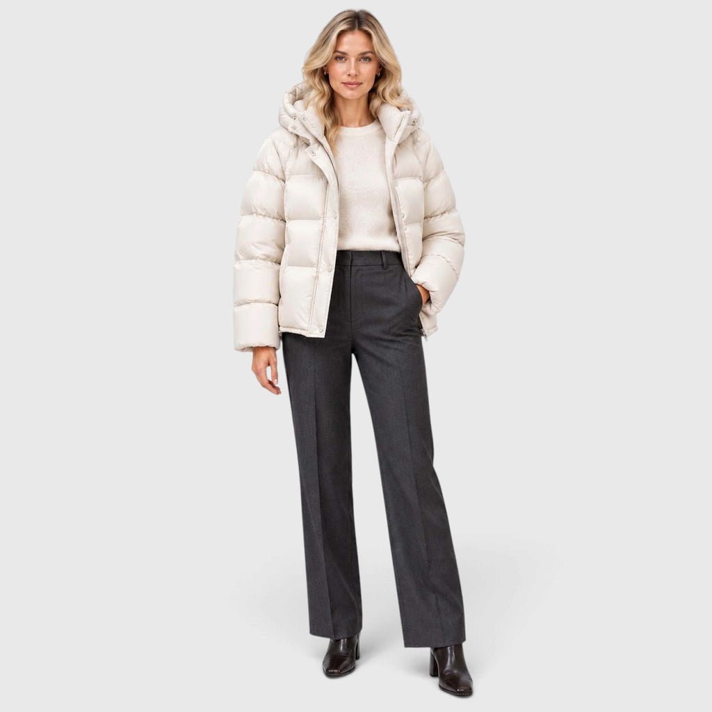 Monvaline | Women's Hooded Puffer Jacket High Neck Padded Winter