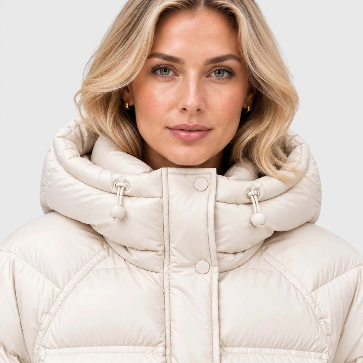 Monvaline | Women's Hooded Puffer Jacket High Neck Padded Winter