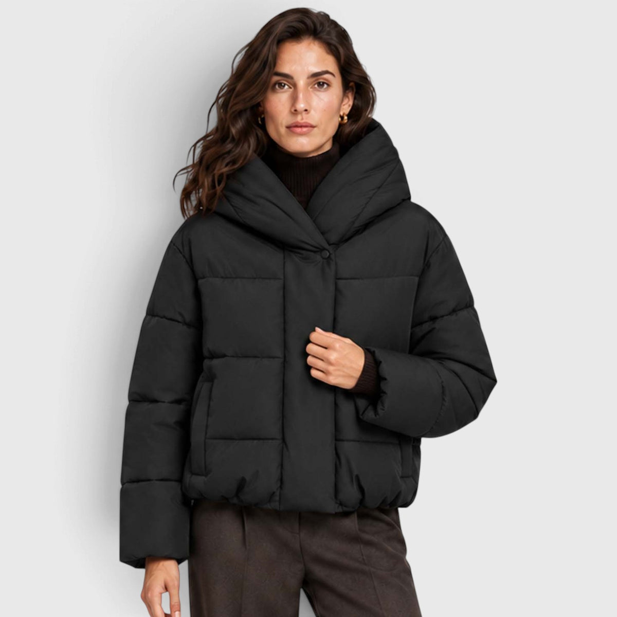 Monvaline | Women's Hooded Puffer Jacket Short Padded Winter Coat
