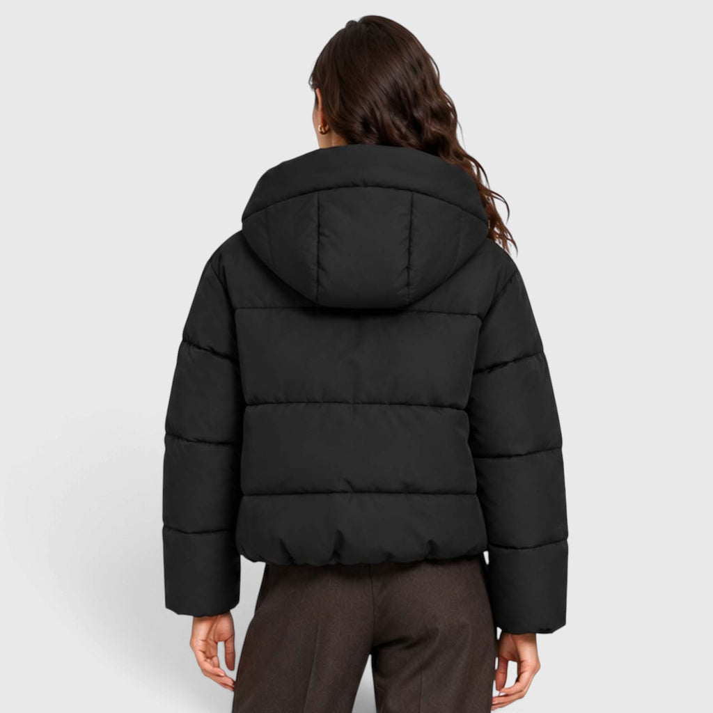 Monvaline | Women's Hooded Puffer Jacket Short Padded Winter Coat