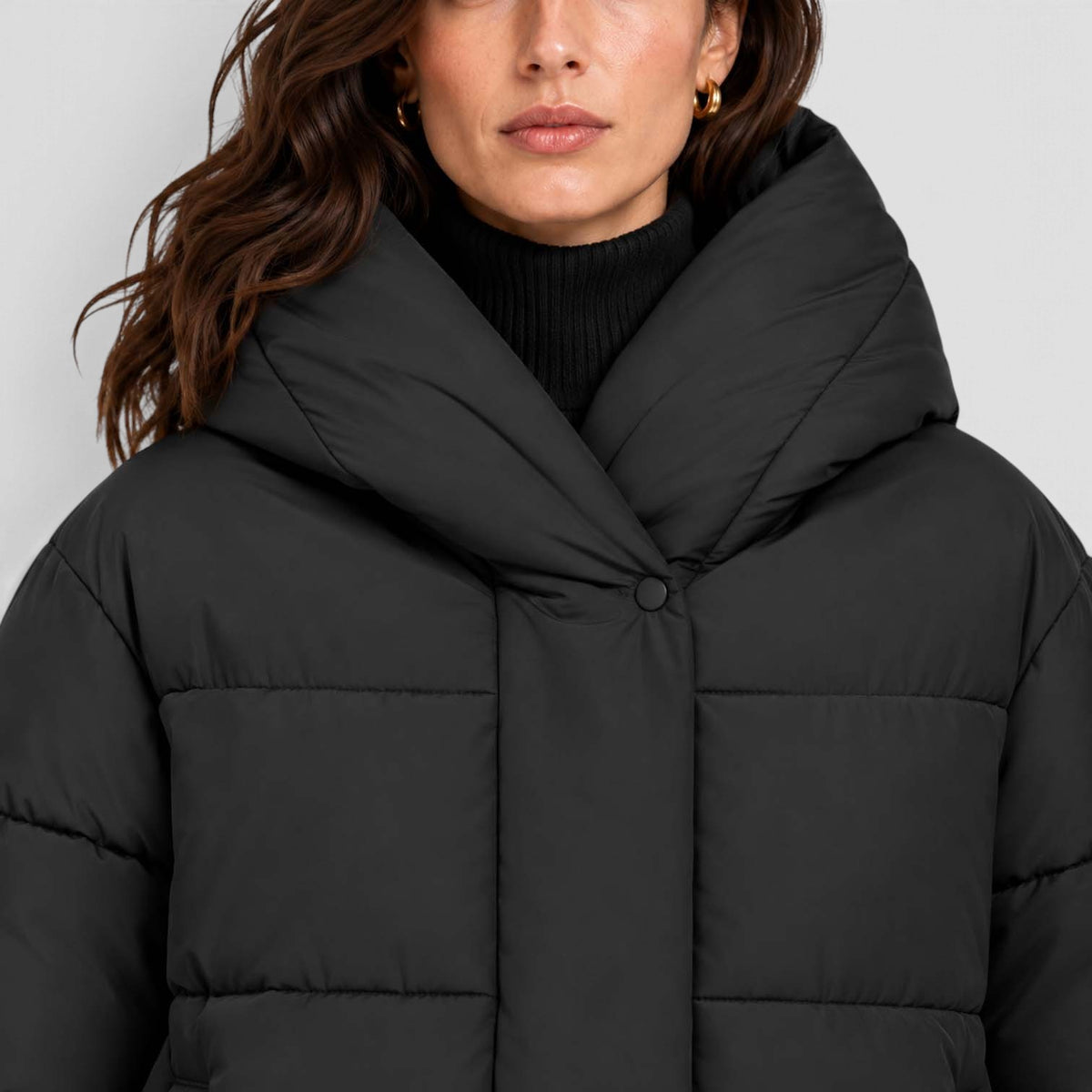 Monvaline | Women's Hooded Puffer Jacket Short Padded Winter Coat