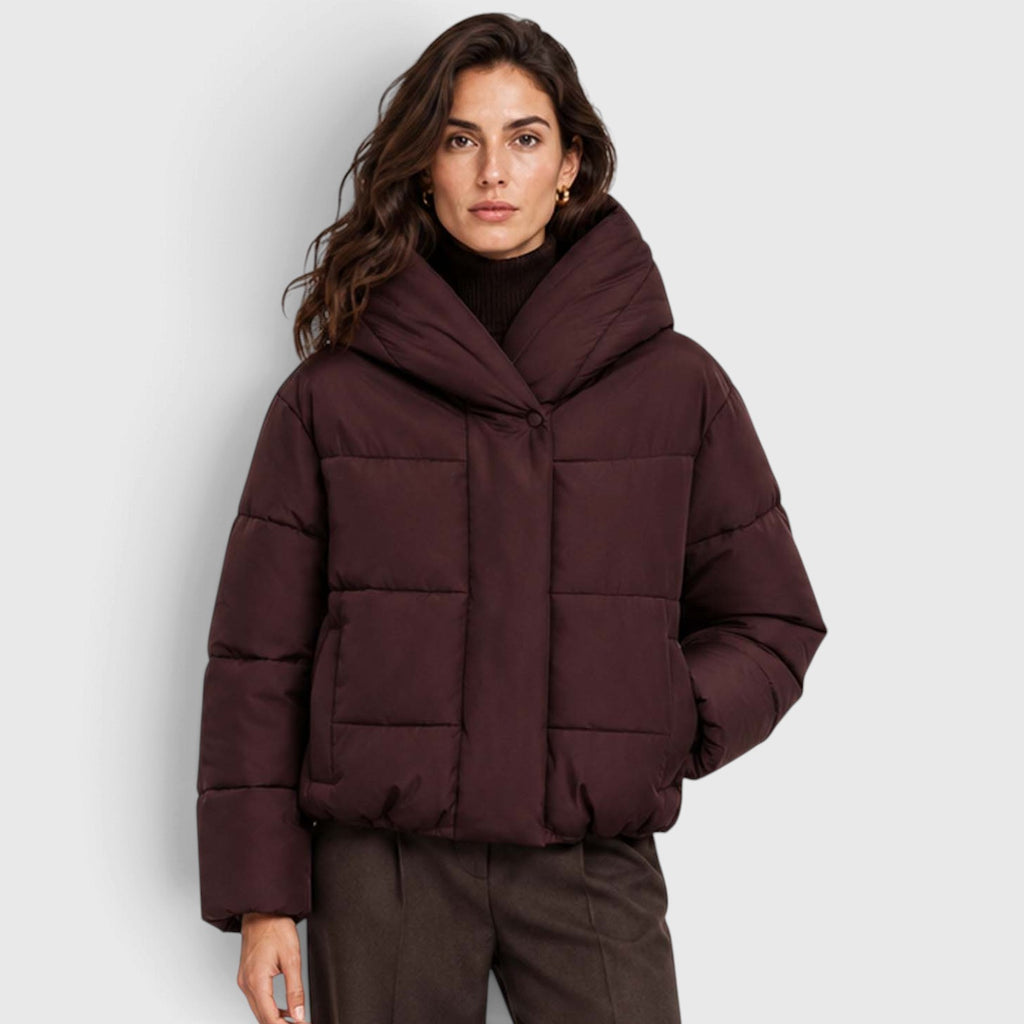 Monvaline | Women's Hooded Puffer Jacket Short Padded Winter Coat