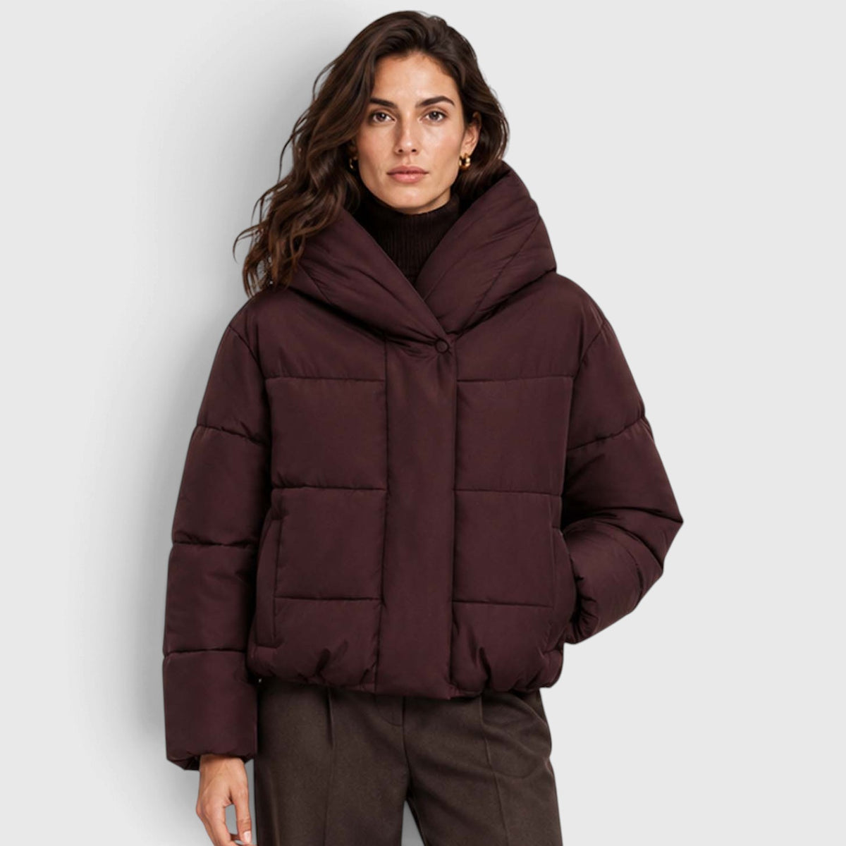 Monvaline | Women's Hooded Puffer Jacket Short Padded Winter Coat