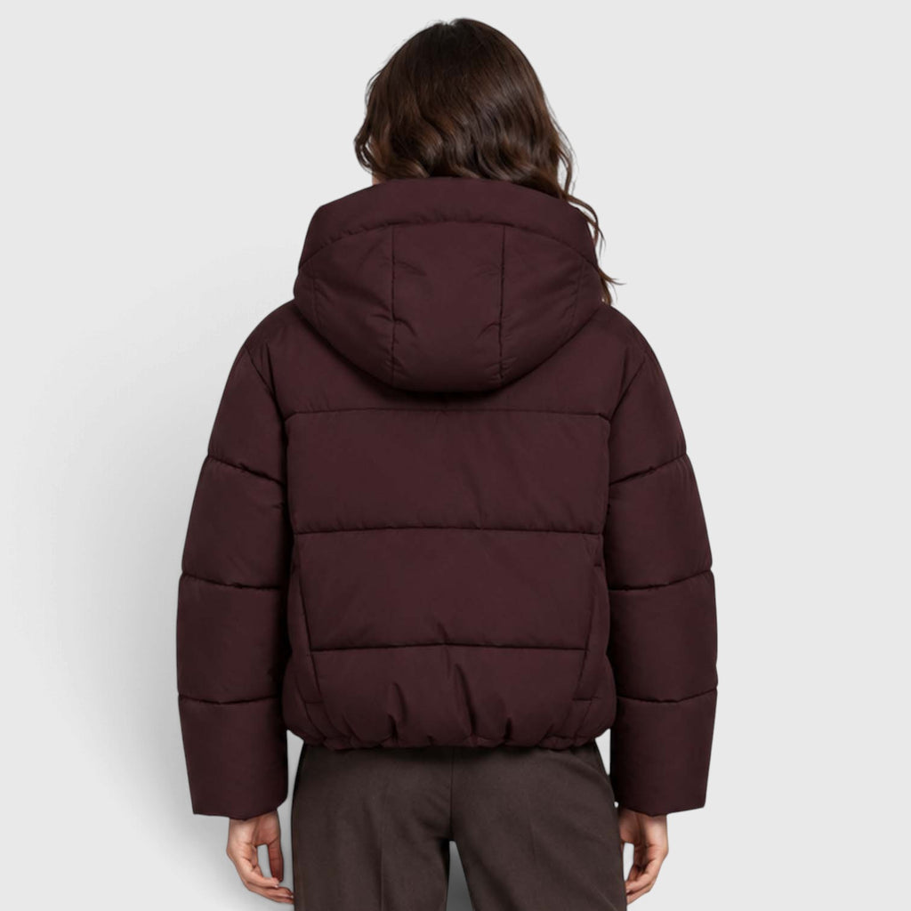 Monvaline | Women's Hooded Puffer Jacket Short Padded Winter Coat