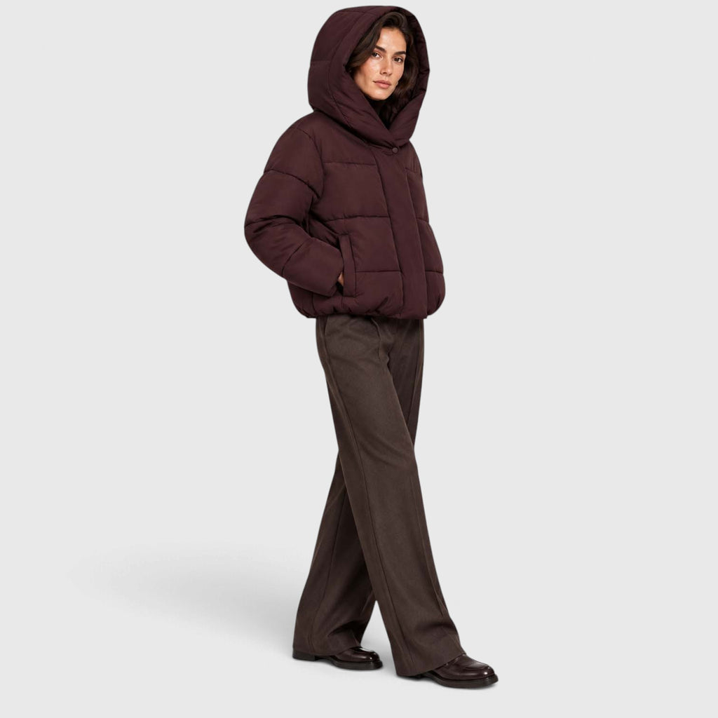 Monvaline | Women's Hooded Puffer Jacket Short Padded Winter Coat