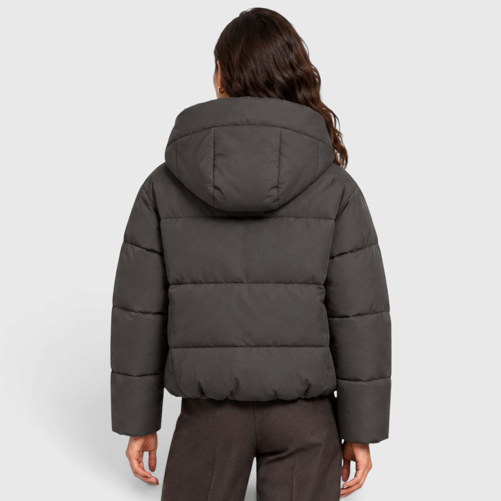 Monvaline | Women's Hooded Puffer Jacket Short Padded Winter Coat