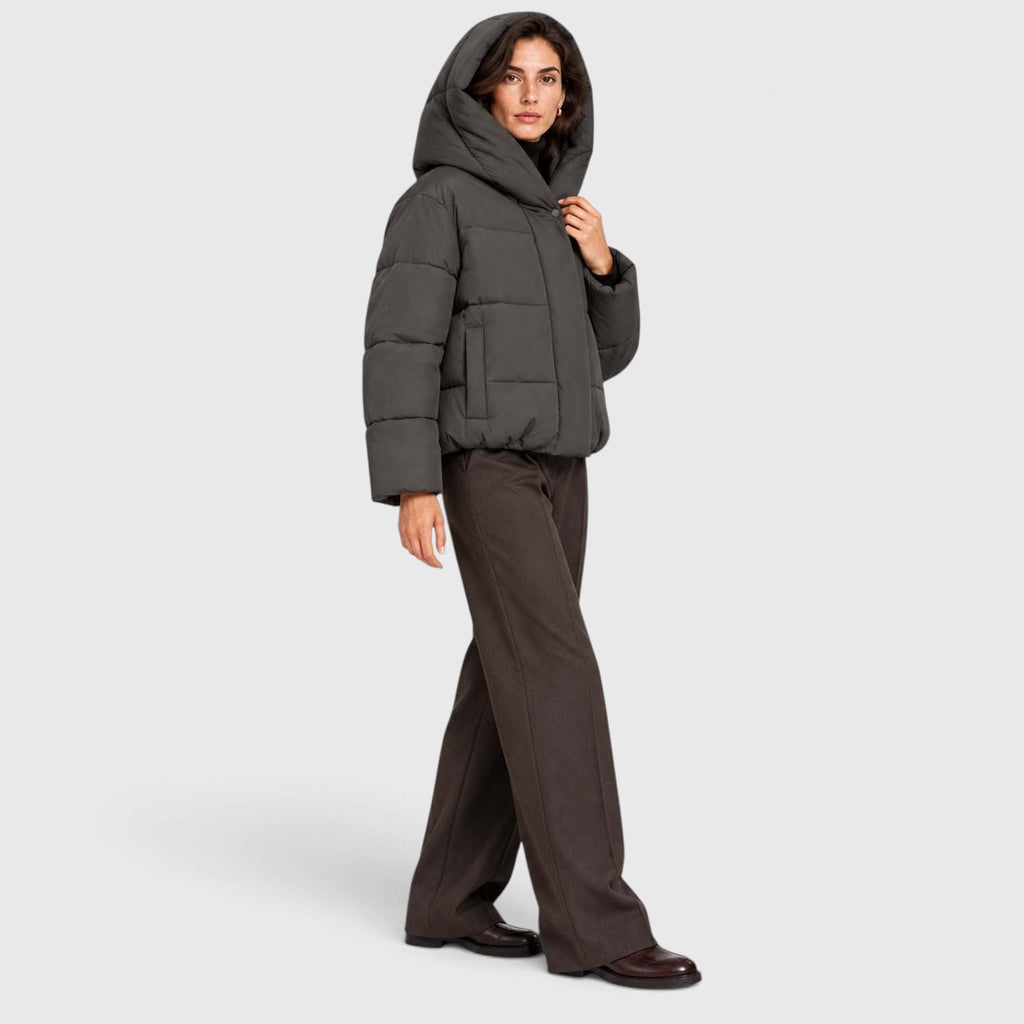 Monvaline | Women's Hooded Puffer Jacket Short Padded Winter Coat