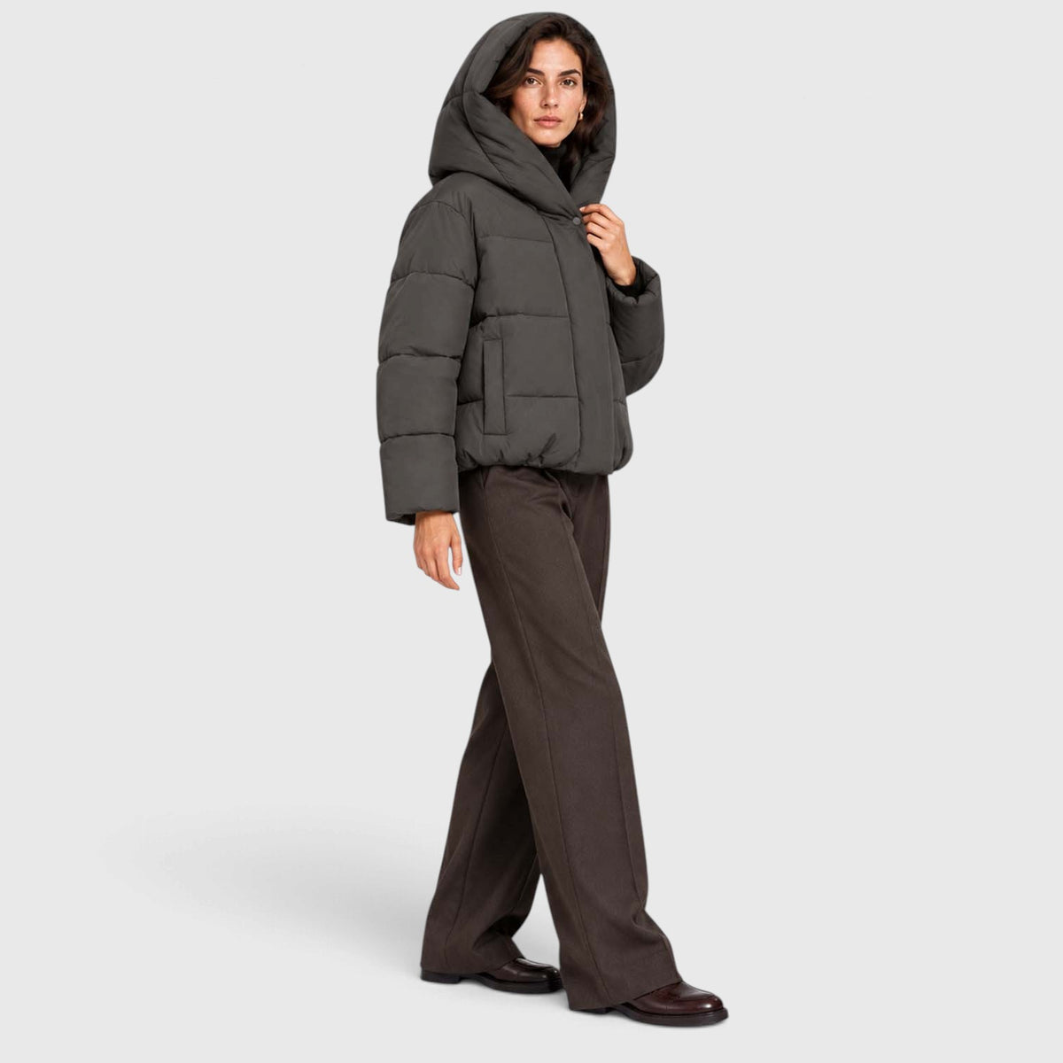 Monvaline | Women's Hooded Puffer Jacket Short Padded Winter Coat