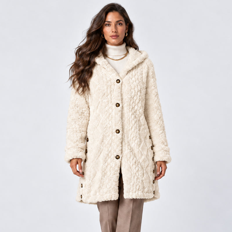 Monvaline | Women's Jacquard Knit Hooded Cardigan – Longline
