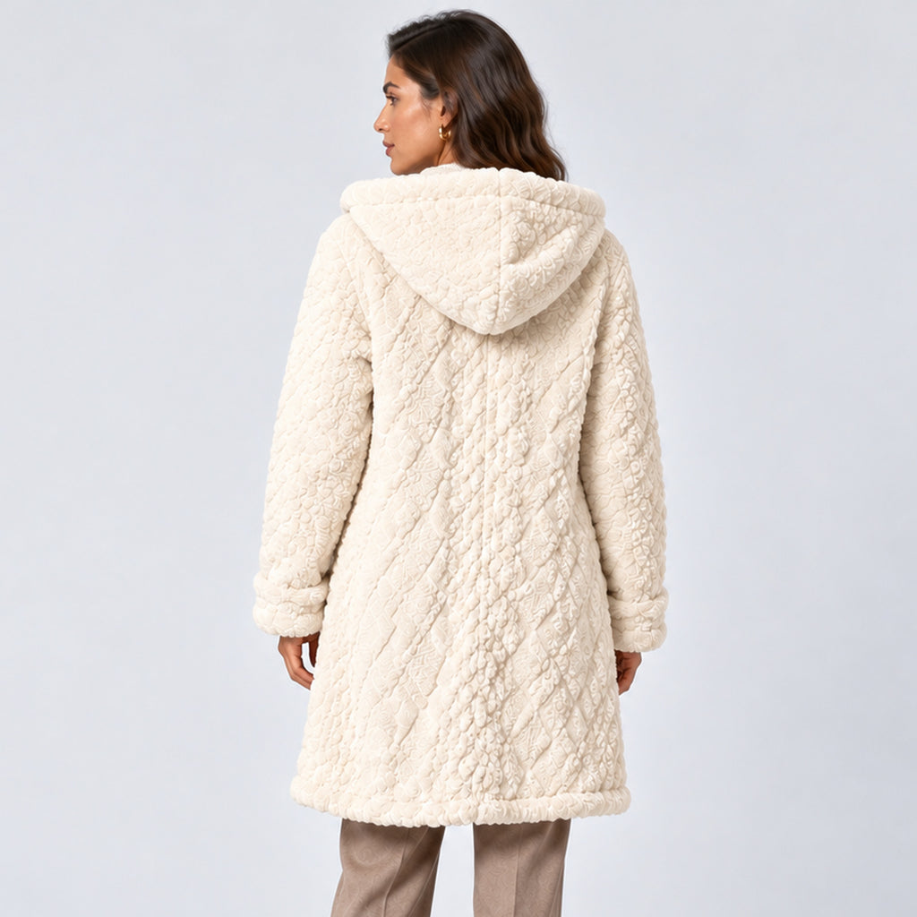 Monvaline | Women's Jacquard Knit Hooded Cardigan – Longline