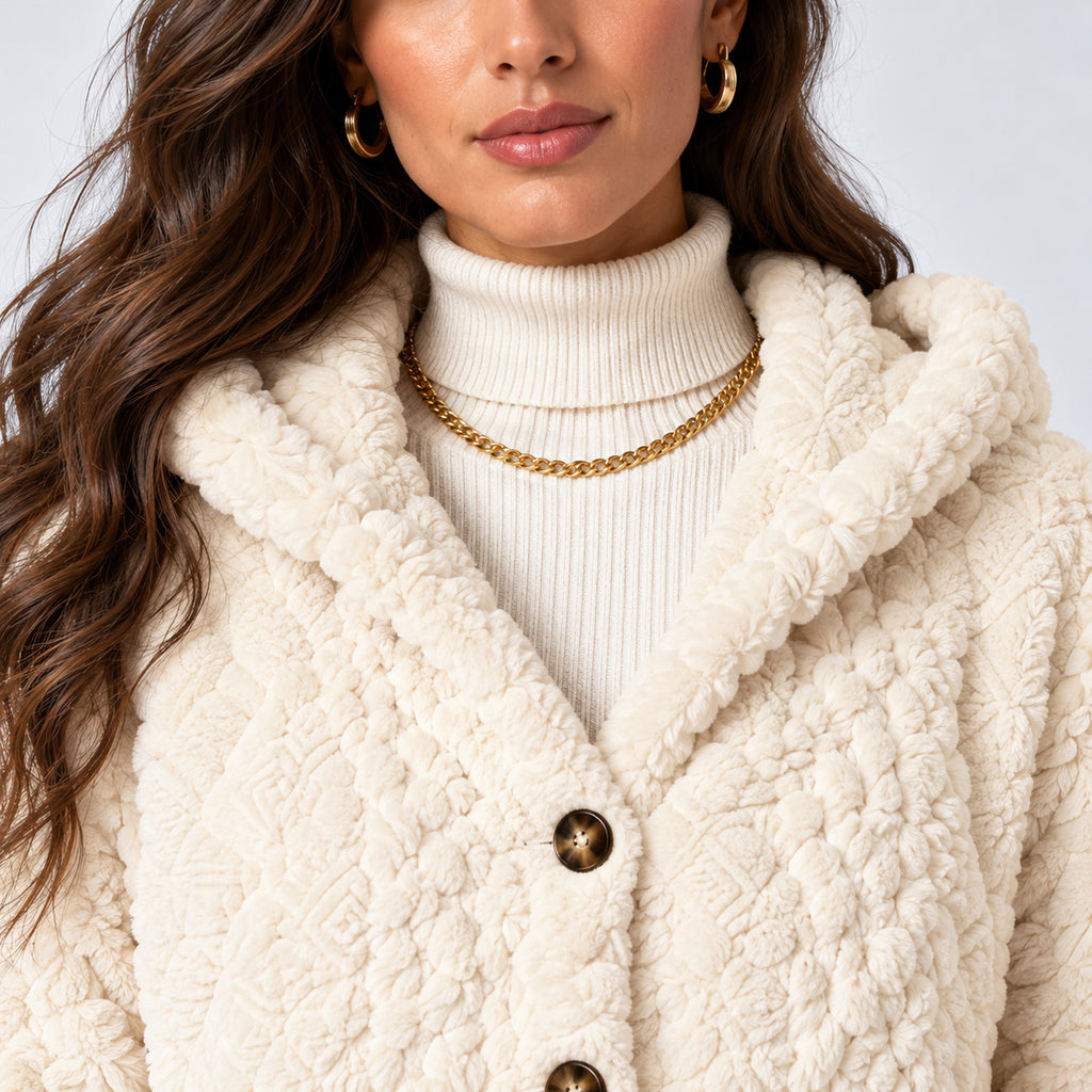Monvaline | Women's Jacquard Knit Hooded Cardigan – Longline