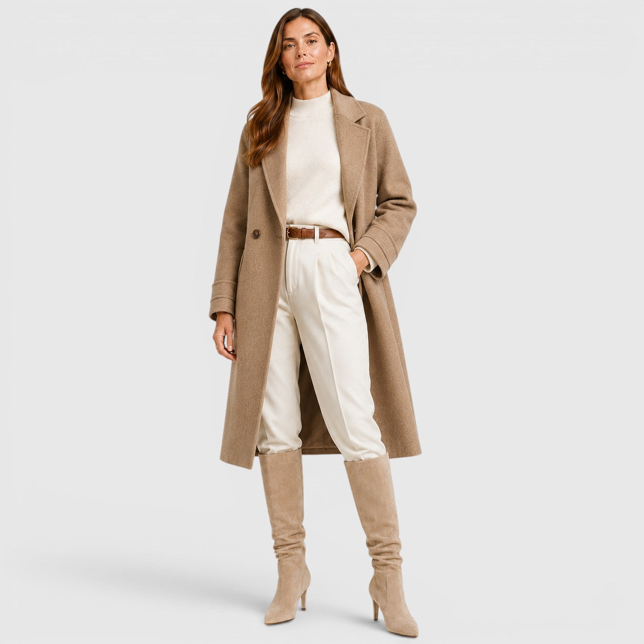 Monvaline | Women's Knee High Classic Suede Boots with Stiletto Heel