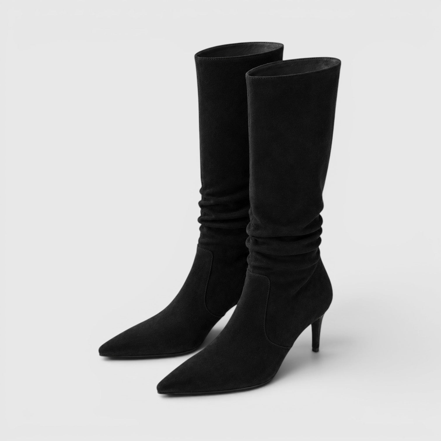 Monvaline | Women's Knee High Classic Suede Boots with Stiletto Heel