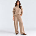 Monvaline | Women's Knitted Co-Ord Set Turtleneck & Wide-Leg Pants