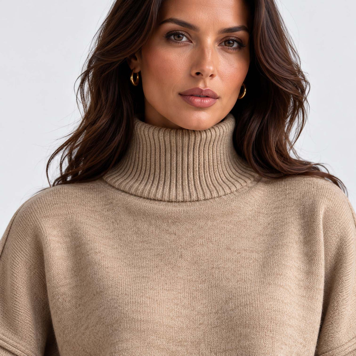 Monvaline | Women's Knitted Co-Ord Set Turtleneck & Wide-Leg Pants