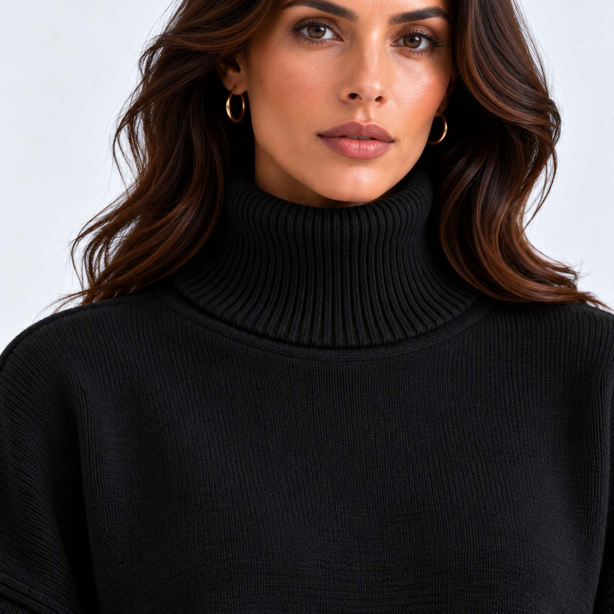 Monvaline | Women's Knitted Co-Ord Set Turtleneck & Wide-Leg Pants