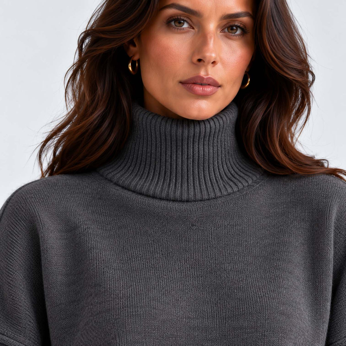 Monvaline | Women's Knitted Co-Ord Set Turtleneck & Wide-Leg Pants