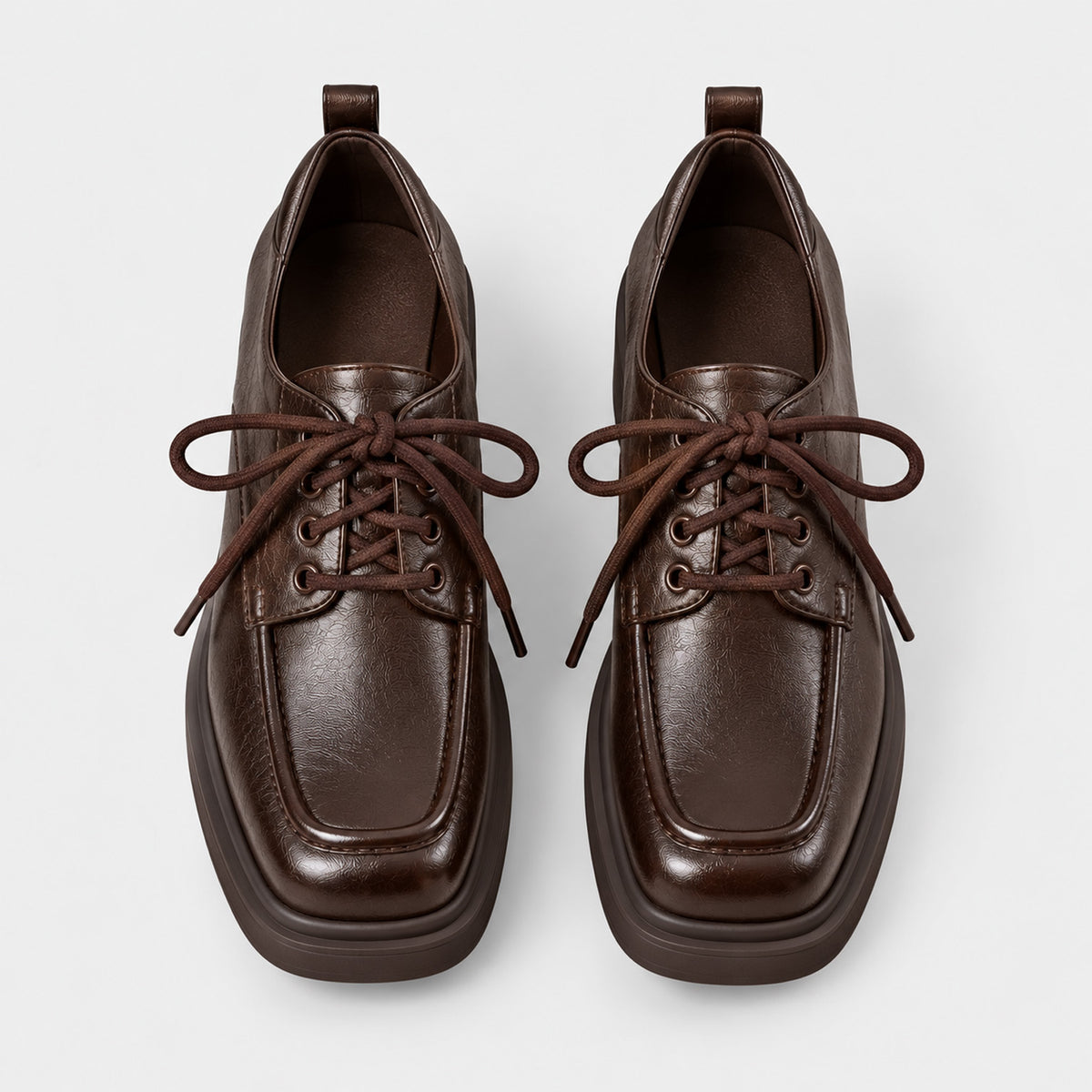 Monvaline | Women's Leather Lace-Up Loafers with Chunky Block Heel