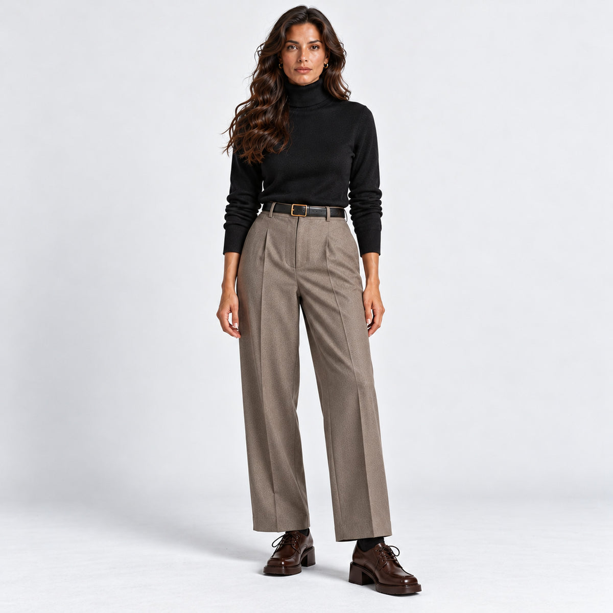 Monvaline | Women's Leather Lace-Up Loafers with Chunky Block Heel