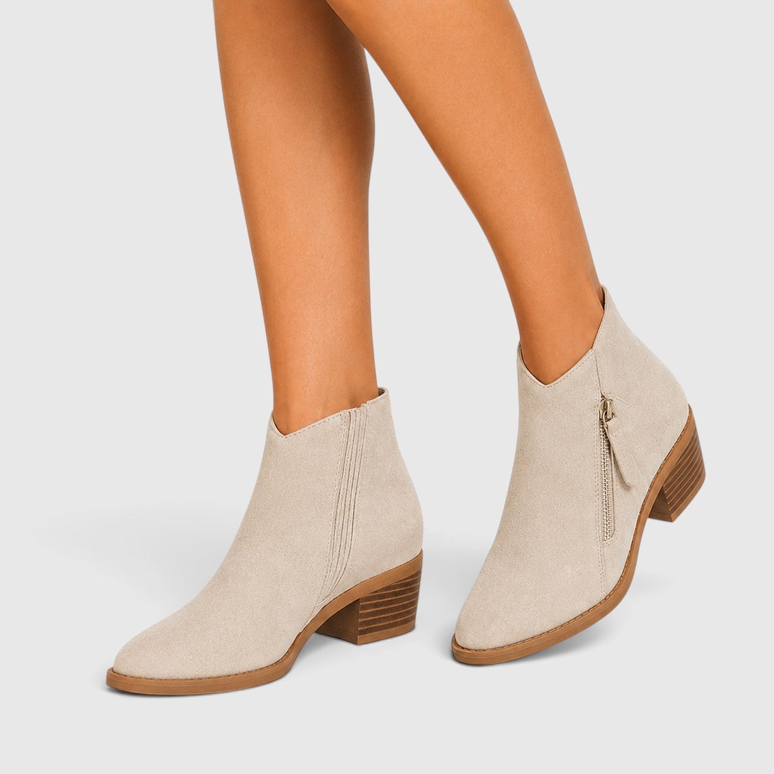 Monvaline | Women's Lightweight Ankle Boots with Side Zipper for Everyday Wear
