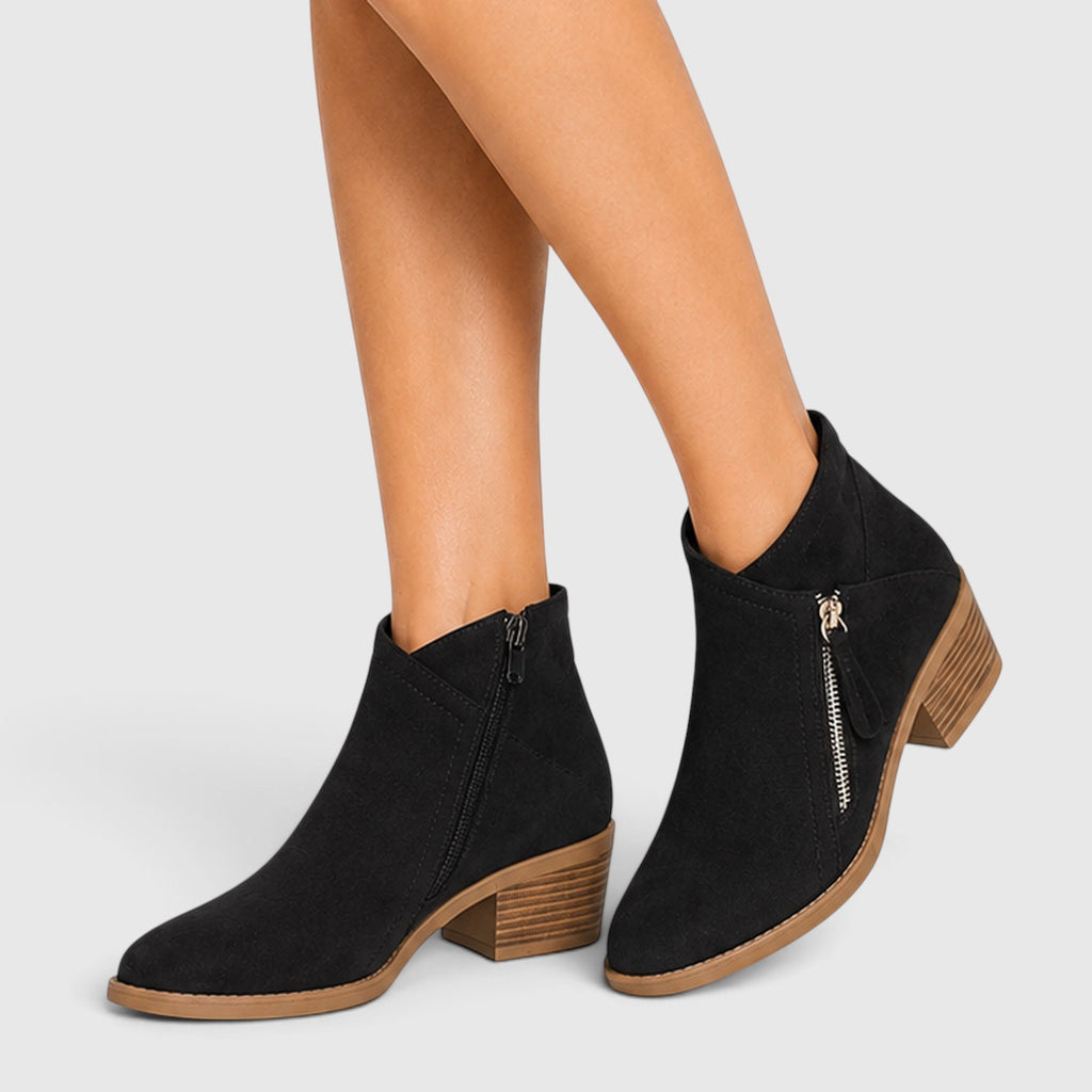 Monvaline | Women's Lightweight Ankle Boots with Side Zipper for Everyday Wear