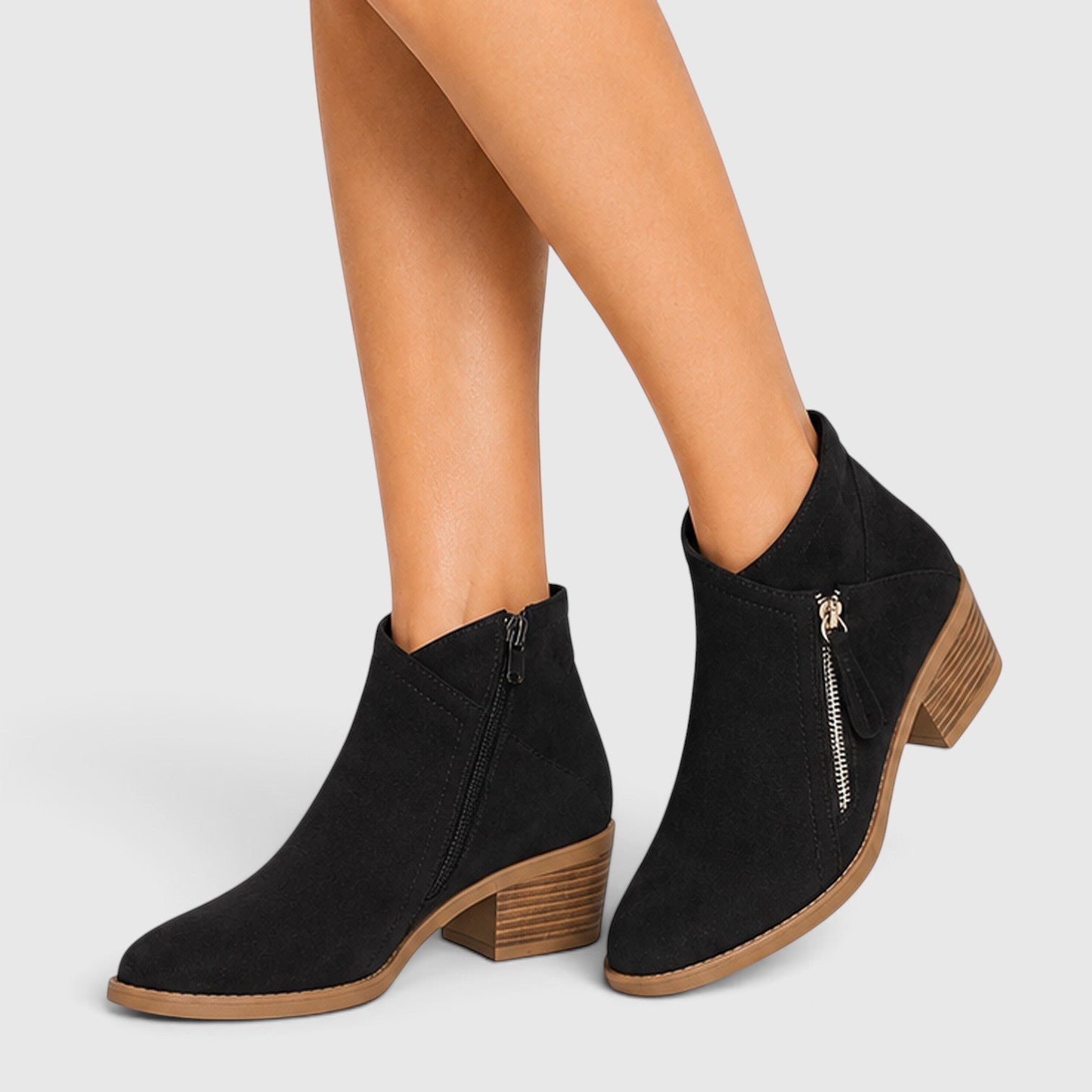 Monvaline | Women's Lightweight Ankle Boots with Side Zipper for Everyday Wear