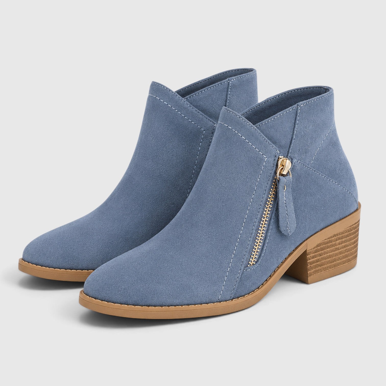 Monvaline | Women's Lightweight Ankle Boots with Side Zipper for Everyday Wear