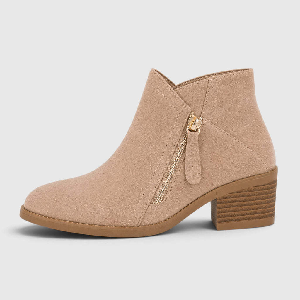 Monvaline | Women's Lightweight Ankle Boots with Side Zipper for Everyday Wear