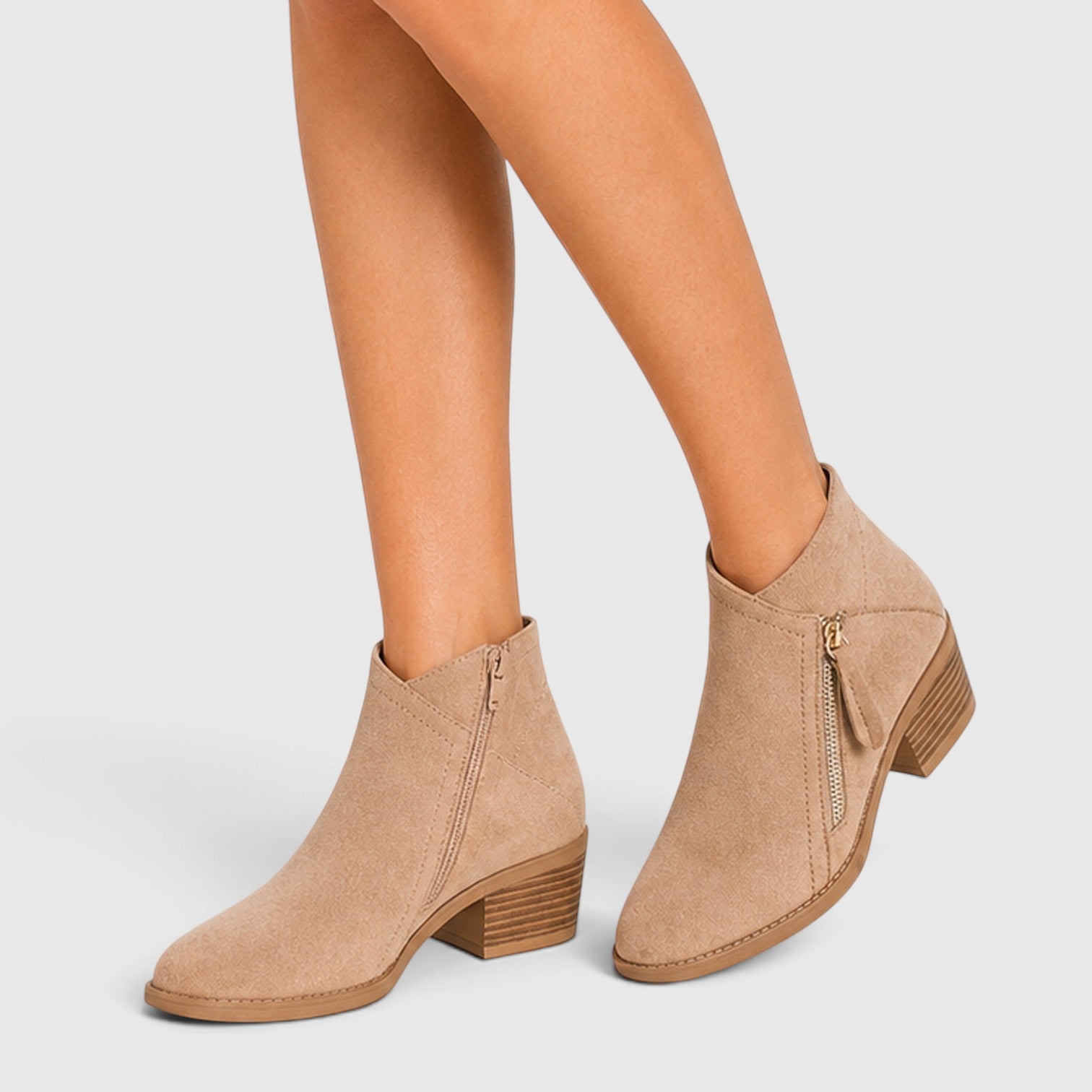 Monvaline | Women's Lightweight Ankle Boots with Side Zipper for Everyday Wear