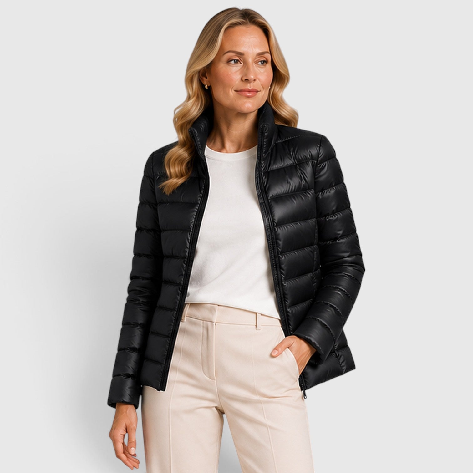 Monvaline | Women's Lightweight Quilted Puffer Jacket – Slim Fit Zip-Up