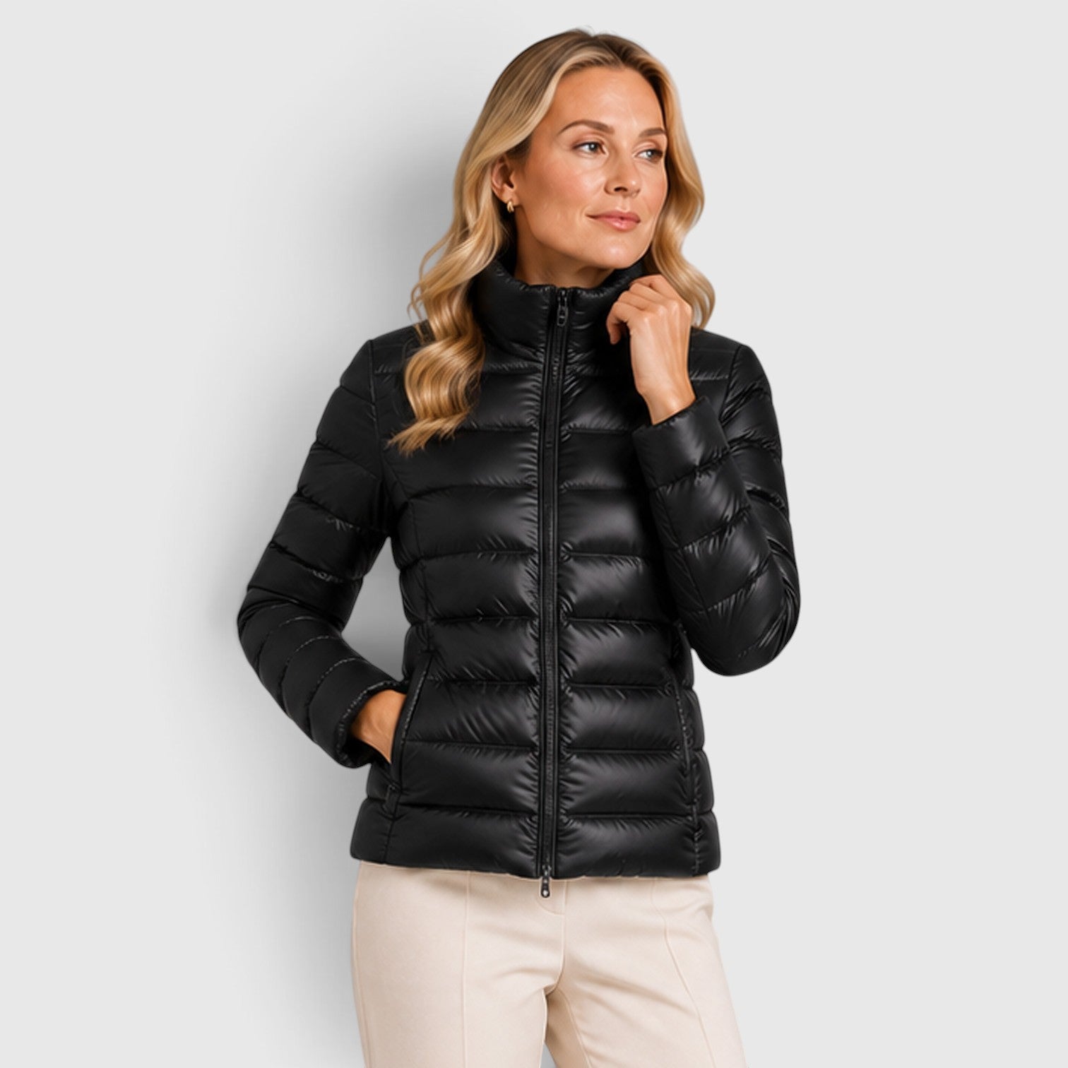 Monvaline | Women's Lightweight Quilted Puffer Jacket – Slim Fit Zip-Up