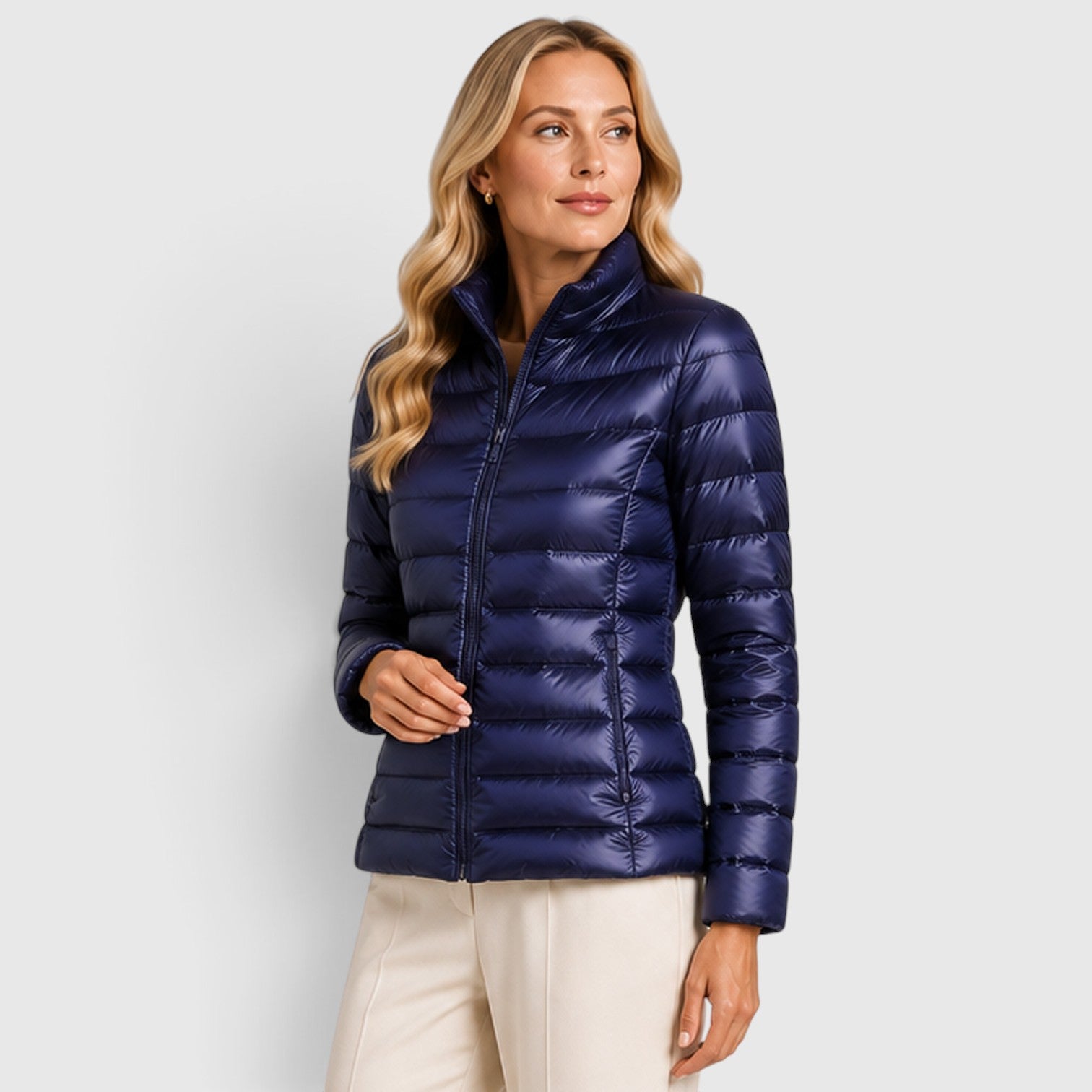 Monvaline | Women's Lightweight Quilted Puffer Jacket – Slim Fit Zip-Up