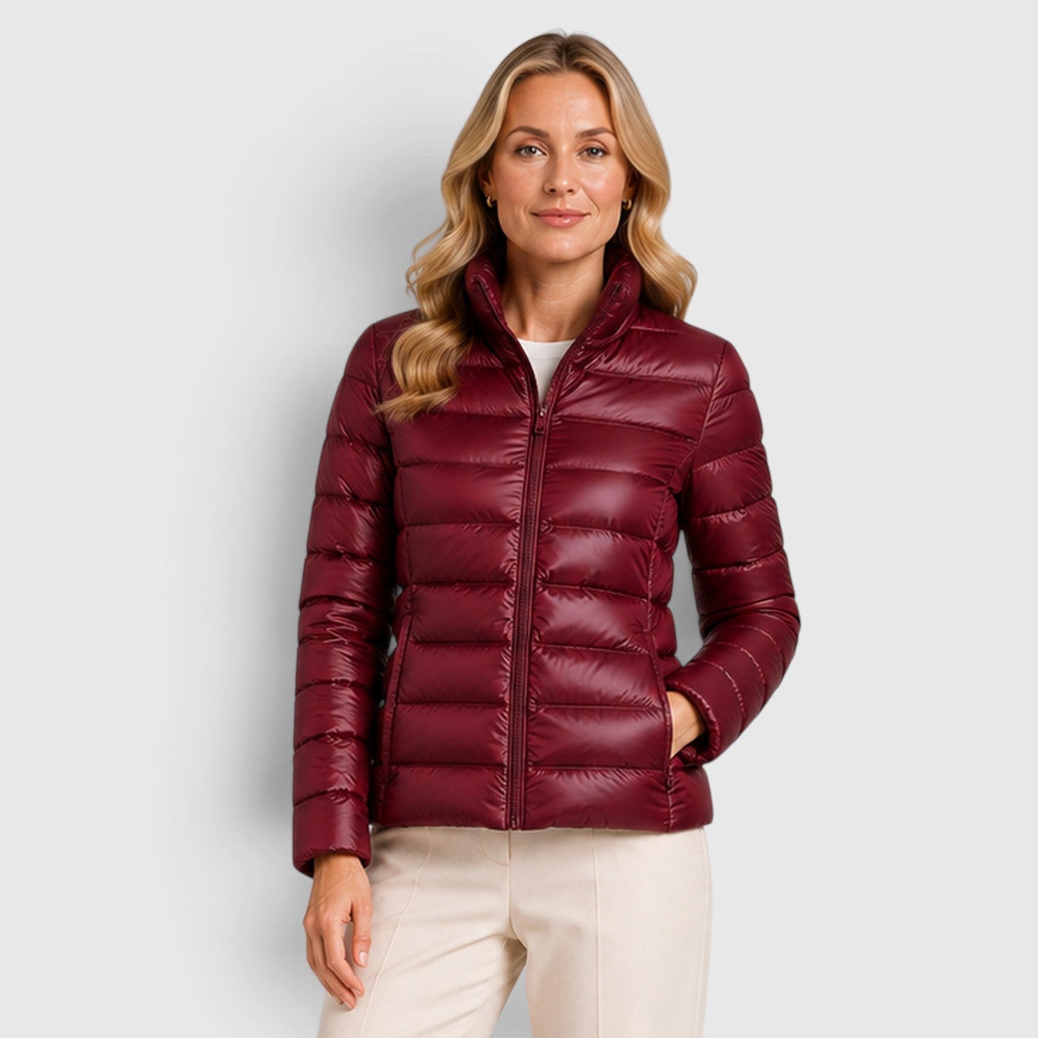 Monvaline | Women's Lightweight Quilted Puffer Jacket – Slim Fit Zip-Up