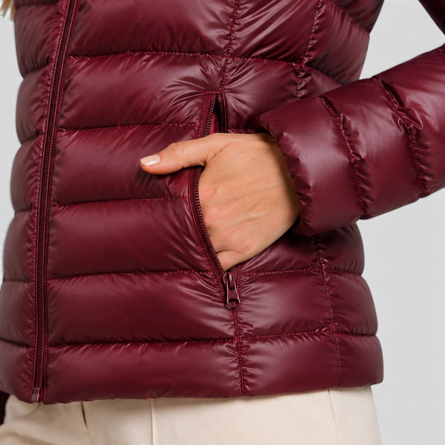 Monvaline | Women's Lightweight Quilted Puffer Jacket – Slim Fit Zip-Up