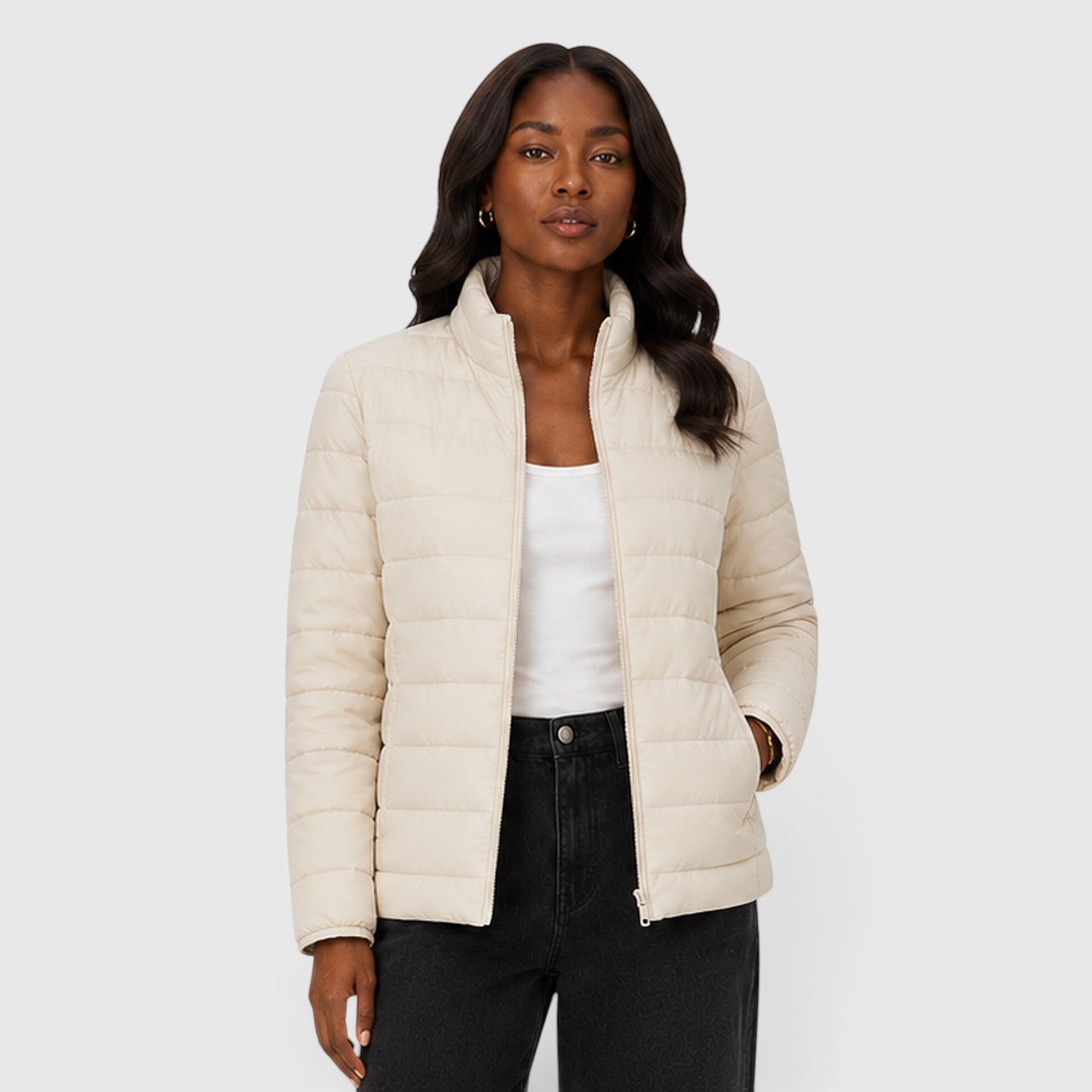 Monvaline | Women's Lightweight Quilted Puffer Jacket - Stylish Slim Fit Winter Outerwear