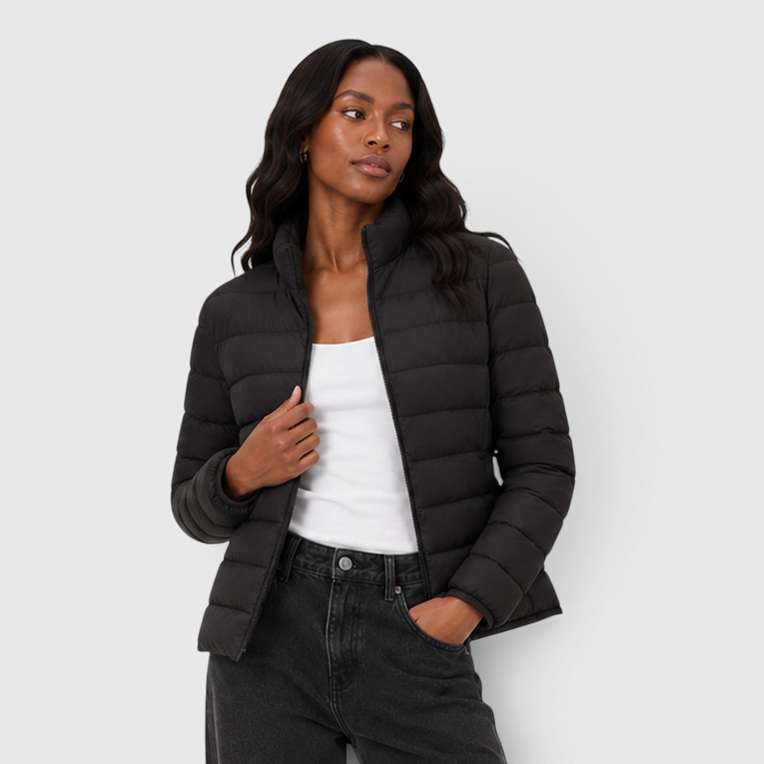 Monvaline | Women's Lightweight Quilted Puffer Jacket - Stylish Slim Fit Winter Outerwear