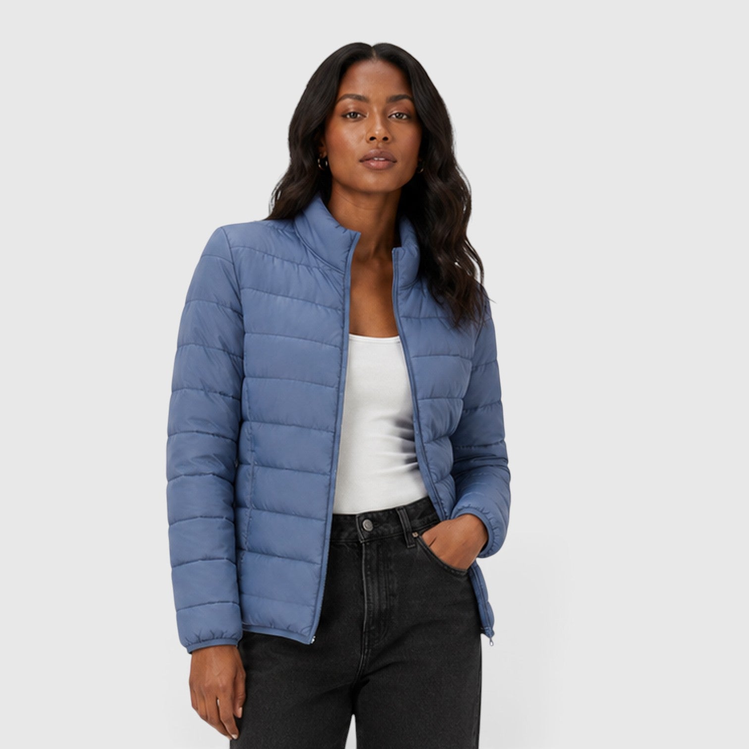 Monvaline | Women's Lightweight Quilted Puffer Jacket - Stylish Slim Fit Winter Outerwear