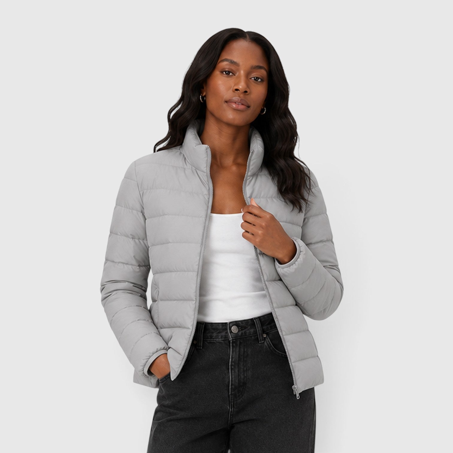 Monvaline | Women's Lightweight Quilted Puffer Jacket - Stylish Slim Fit Winter Outerwear