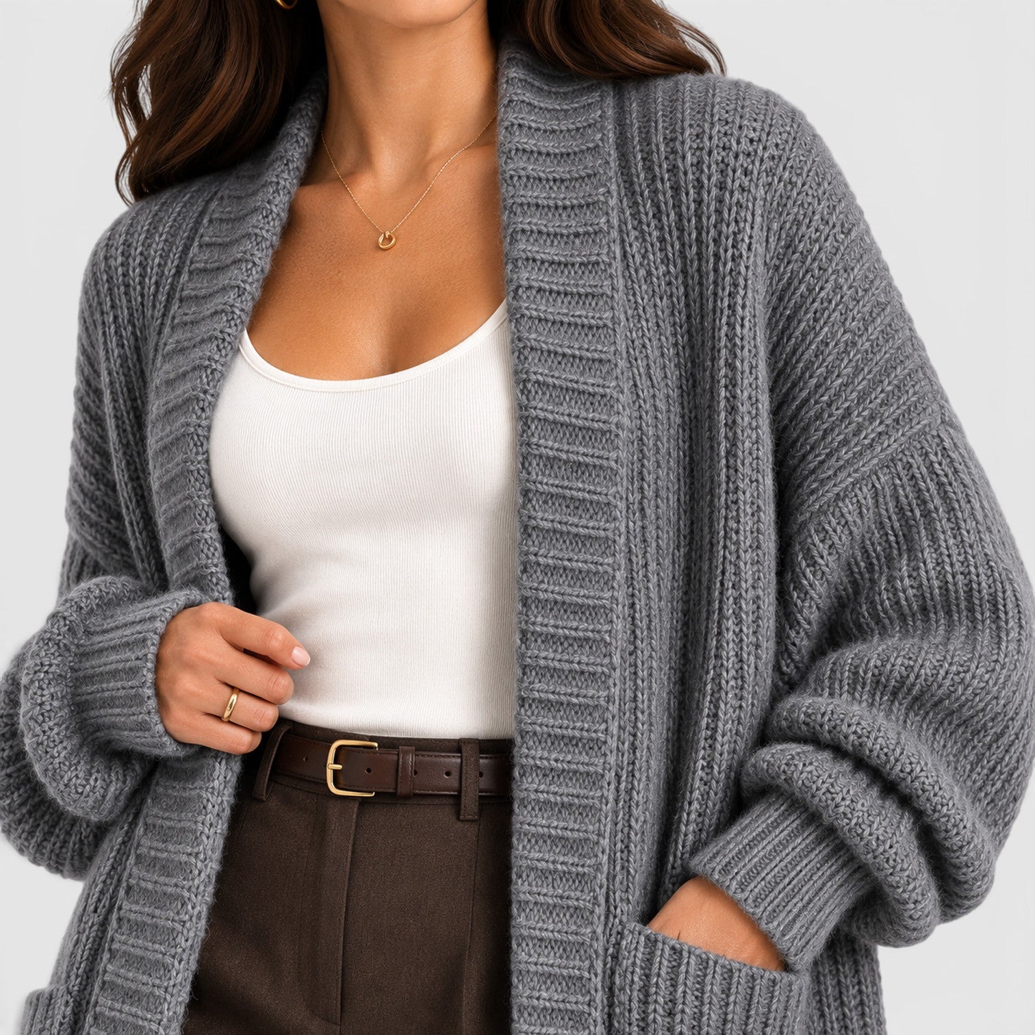 Monvaline | Women's Lightweight Warm Loose Knitted Coat for Daily Wear