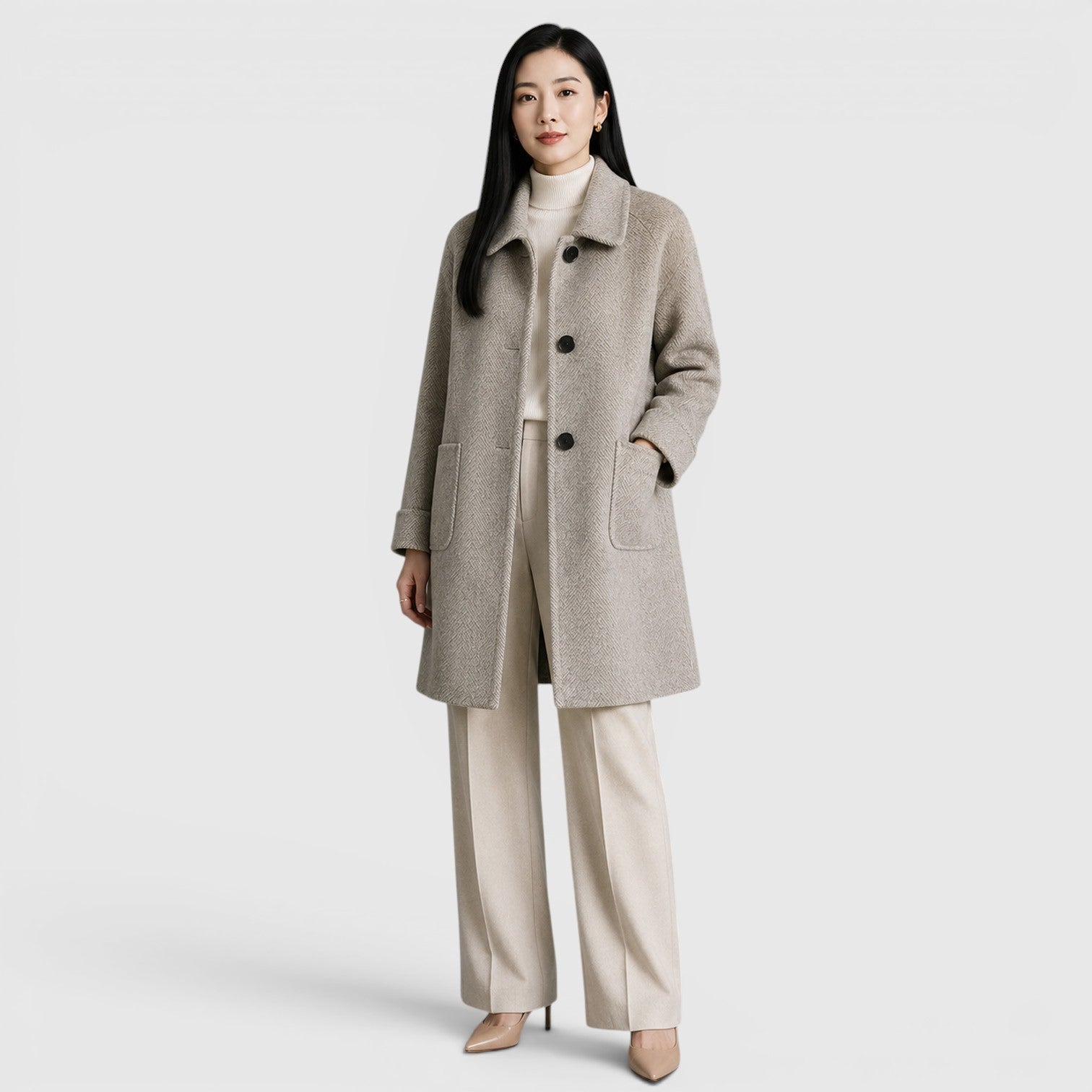 Monvaline | Women's Long Coat Slim Fit for Business Casual Wear