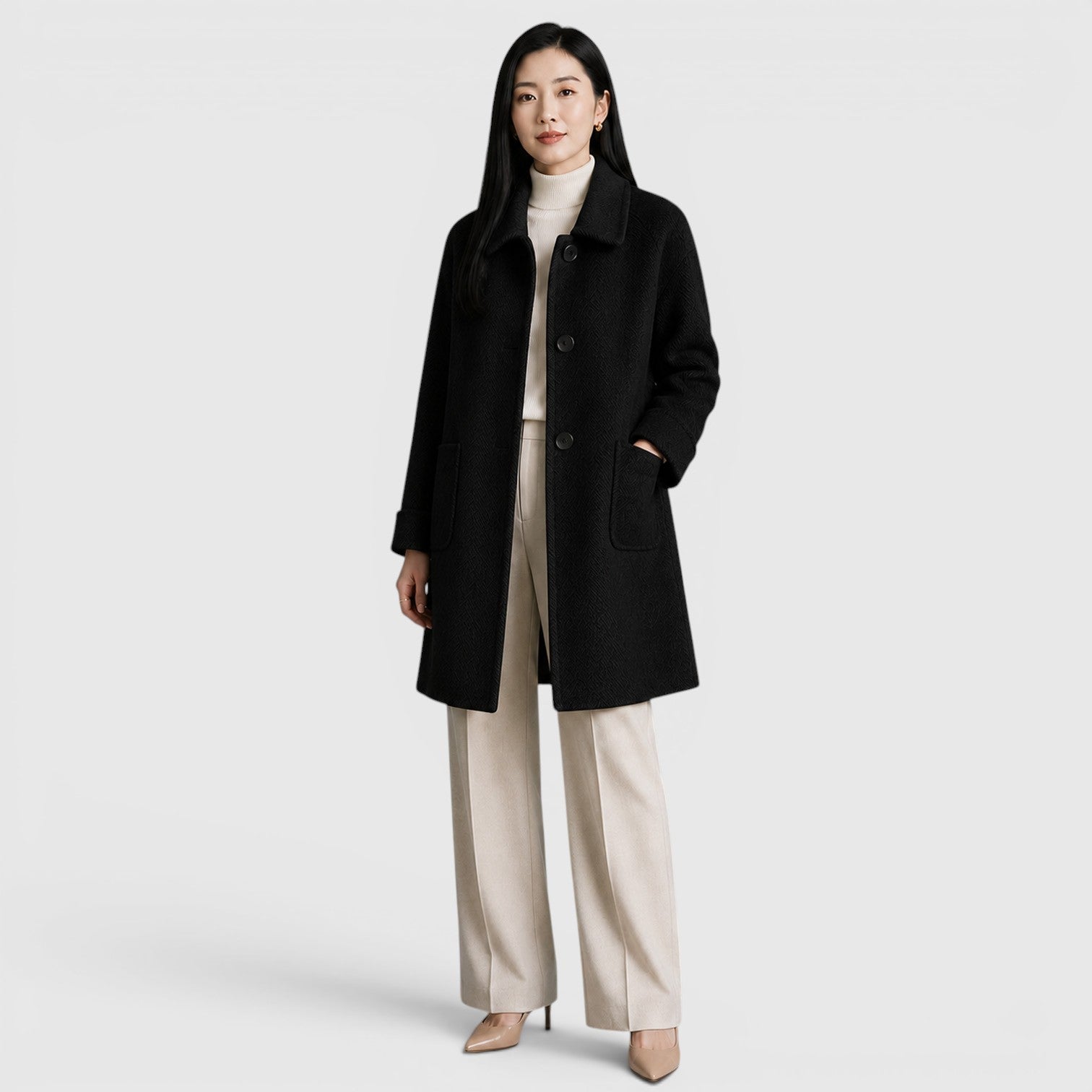 Monvaline | Women's Long Coat Slim Fit for Business Casual Wear